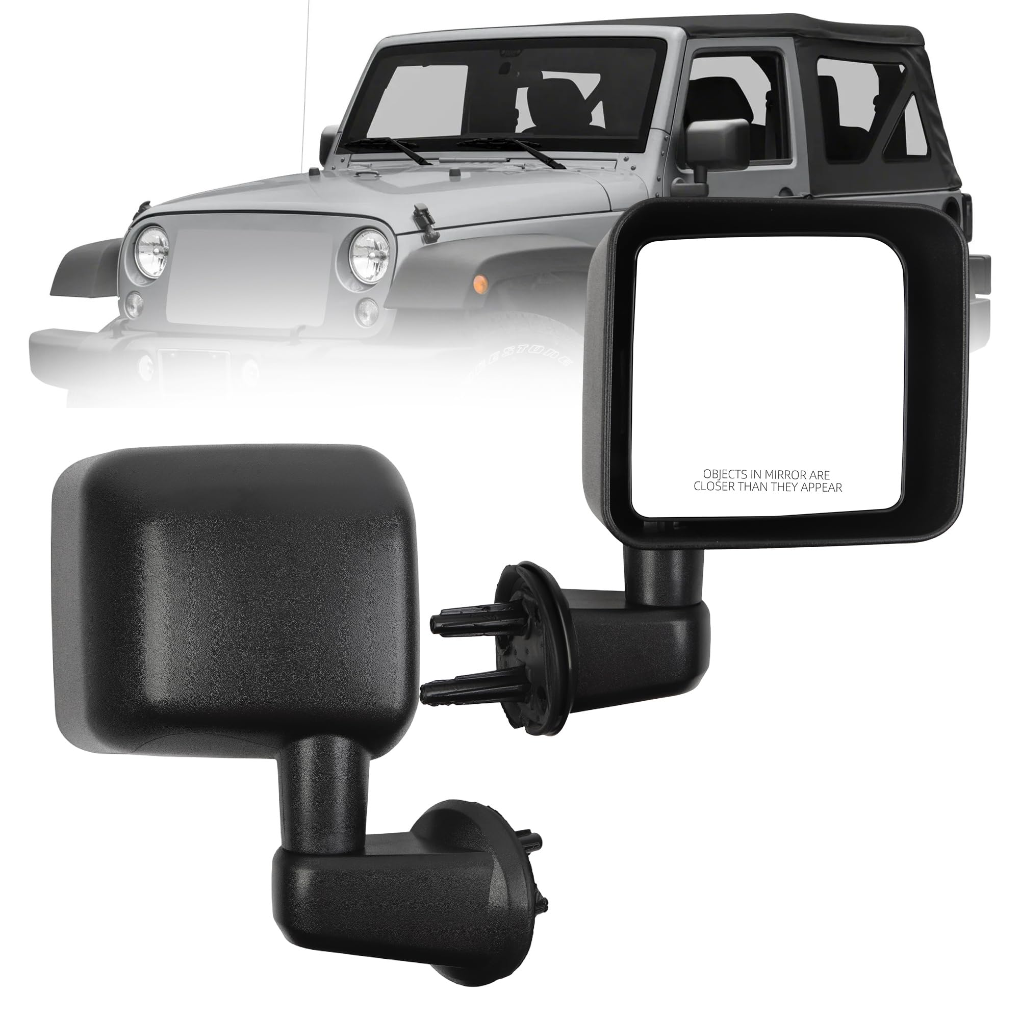 Amazon | Dasbecan 右ミラー 07-18 Jeep Wrangler JK ブラック 3ピン